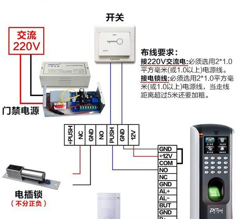 考勤门禁一体机接线图